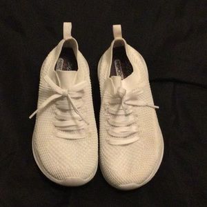 White Skechers All-cooled Memory Foam Slip-on Sneakers, Size 7.5